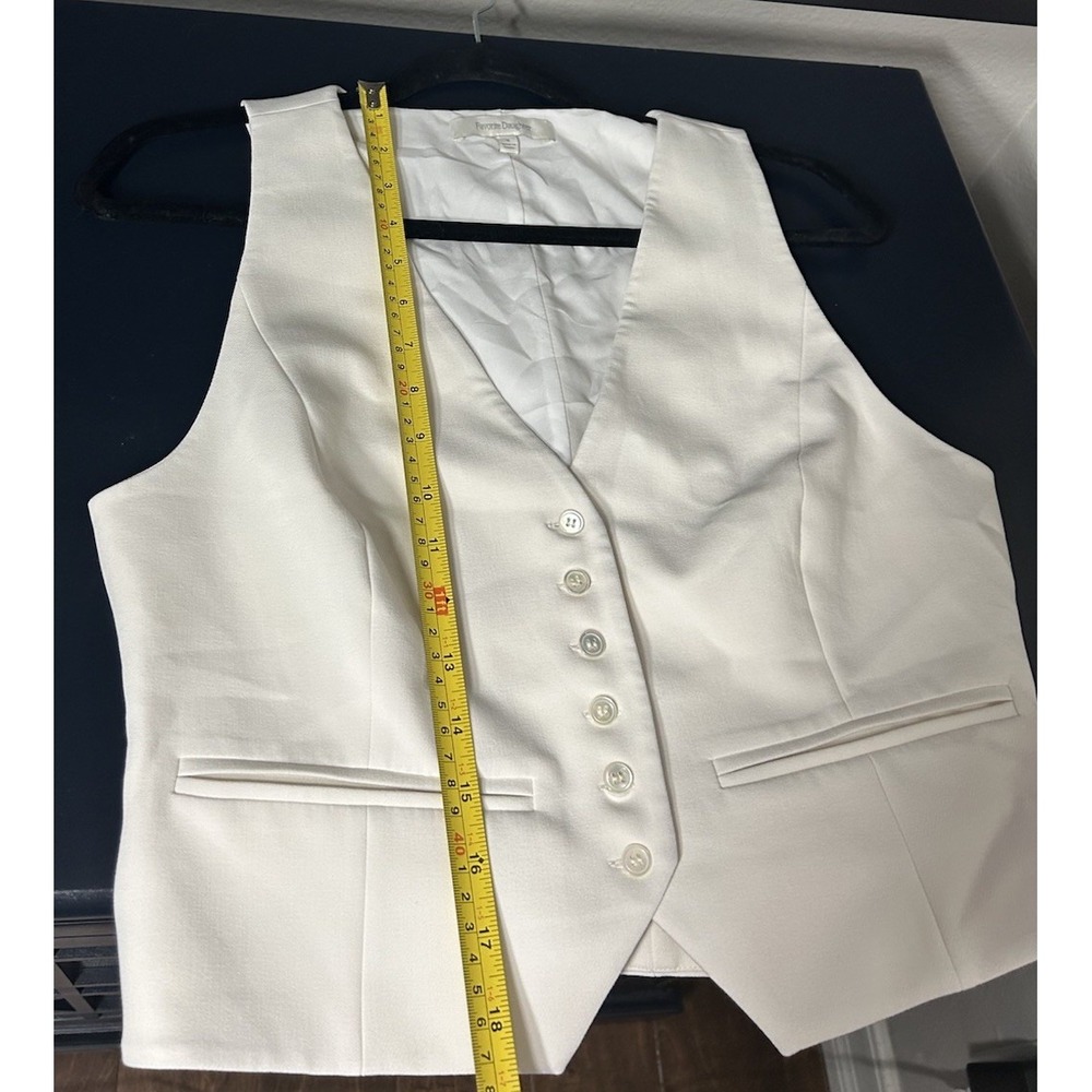 Favorite Daughter Ivory Favorite Tailored Vest Women M Crop V Neck Classy $188 - Picture 13 of 13
